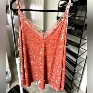 Torrid Blush velvet cami with lace neckline. Size 2 (2x/18-20)